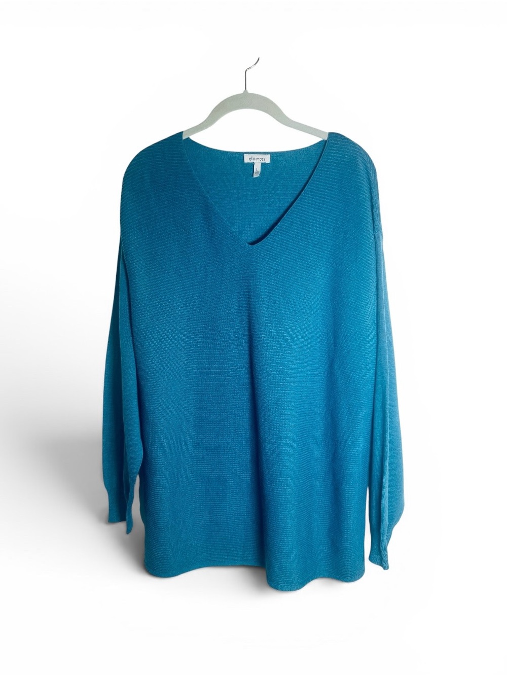 Ella Moss Teal V-Neck Tunic Sweater, Size L